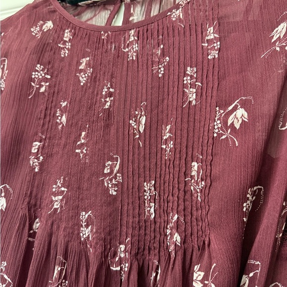 Abercrombie & Fitch Floral Burgundy Lined Dress Size XS - Picture 7 of 14